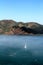 Aerial view at Bay Area California with yacht