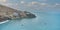 Aerial view of the bay, marina and buildings of Ancon - Lima, Peru; The beach and some exterior buildings in Ancon