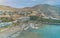 Aerial view of the bay, marina and buildings of Ancon - Lima, Peru; The beach and some exterior buildings in Ancon