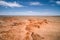 Aerial View of the Bayanzag Flaming Cliffs in the Gobi Desert, Mongolia