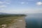 Aerial view at beach on Ada Bojana island in Montenegro