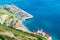 aerial view of a beach and adjacent residential houses in gibraltar...IMAGE
