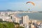 Aerial view of the beach in the city of Santos, Brazil