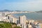 Aerial view of the beach in the city of Santos, Brazil