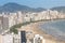 Aerial view of the beach in the city of Santos, Brazil