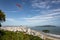 Aerial view of the beach in the city of Santos, Brazil