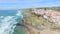 Aerial view of beach and cliffs next to Azenhas do Mar Village.