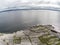 Aerial view of beach and farm fields in Inisheer Island