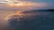 Aerial view of beach during golden hour in Sekinchan, Selangor, Malaysia.