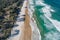 Aerial view of a beach in a holiday destination