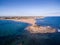 Aerial view of the beach of Isola delle Correnti, Sicily, Italy