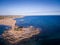 Aerial view of the beach of Isola delle Correnti, Sicily, Italy