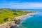 Aerial view of a Beach at Kaka point in New zealand