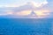 The aerial view of beach with light sunset on full sky and beautiful cloud