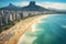 Aerial View of Beach With Mountain in Background, Serene Coastal Beauty, Rio de Janeiro, Brazil, Aerial View of Ipanema Beach and