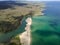 Aerial view of beach at the mouth of the Veleka River,  Bulgaria