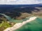 Aerial view of beach at the mouth of the Veleka River, Bulgaria