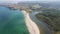 Aerial view of beach at the mouth of the Veleka River, Sinemorets village, Bulgaria