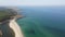 Aerial view of beach at the mouth of the Veleka River, Sinemorets village, Bulgaria