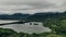 Aerial view of the beach and park at Kualoa with Ko'olau mountains, hawaii