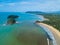 Aerial view of beach at Phra Thong Island