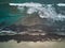 Aerial view of a beach with posidonia oceanic formation in Cagliari - poetto