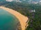 Aerial view of a beach scenery in Tanjung Jara Beach, Terengganu, Malaysia.