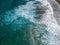 Aerial view of a beach, shore, waves crashing on the coast. Famara Beach. Lanzarote, Spain