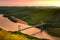 Aerial view of Bear Mountain Bridge at sunrise