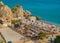 Aerial view of the beautiful beach of Nerja in Spain