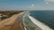 Aerial view beautiful beach with surfers, Bali, Kuta.