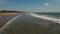 Aerial view beautiful beach with surfers, Bali, Kuta.