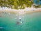Aerial view on beautiful beach in Trou aux Biches, Mauritius