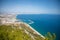 Aerial view of beautiful blue Gulf of Antalya, Konyaalti beach and popular seaside, Antalya, Turkey