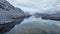Aerial view of beautiful Bohinj lake in Slovenia in overcast day