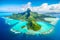 Aerial view of the beautiful Bora Bora island, ai generative illustration