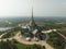 An aerial view of Beautiful Church at Luang Pho Sot Thammakayaram temple in Ratchaburi