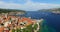 Aerial view of beautiful city of Korcula, Croatia