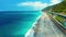 Aerial view  of Beautiful coastline and Beach .Taitung Country , Taiwan