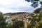 aerial view of beautiful european town on hill over seashore, Cannes, France