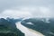 Aerial view of beautiful fuchun river after rain