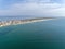 Aerial view of beautiful ilha do Farol lighthouse island, in Algarve. Portugal.