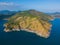 Aerial view of beautiful Krating Cape at Nai Harn beach, Phuket, Thailand