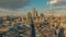 Aerial view of the beautiful landmarks of London, United Kingdom under a soft evening light