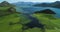 Aerial view of the beautiful landscape of Lake Skadar in the mountain on a sunny day. Montenegro. The territory of Lake