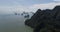 Aerial view of beautiful limestone rock formations in the sea