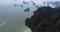 Aerial view of beautiful limestone rock formations in the sea