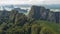 Aerial view of beautiful limestone rock formations in the sea