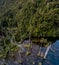 Aerial view of beautiful Los Alerces lagoon refuge