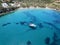 Aerial view of the beautiful Lotos Beach next to Kini bay at Syros island